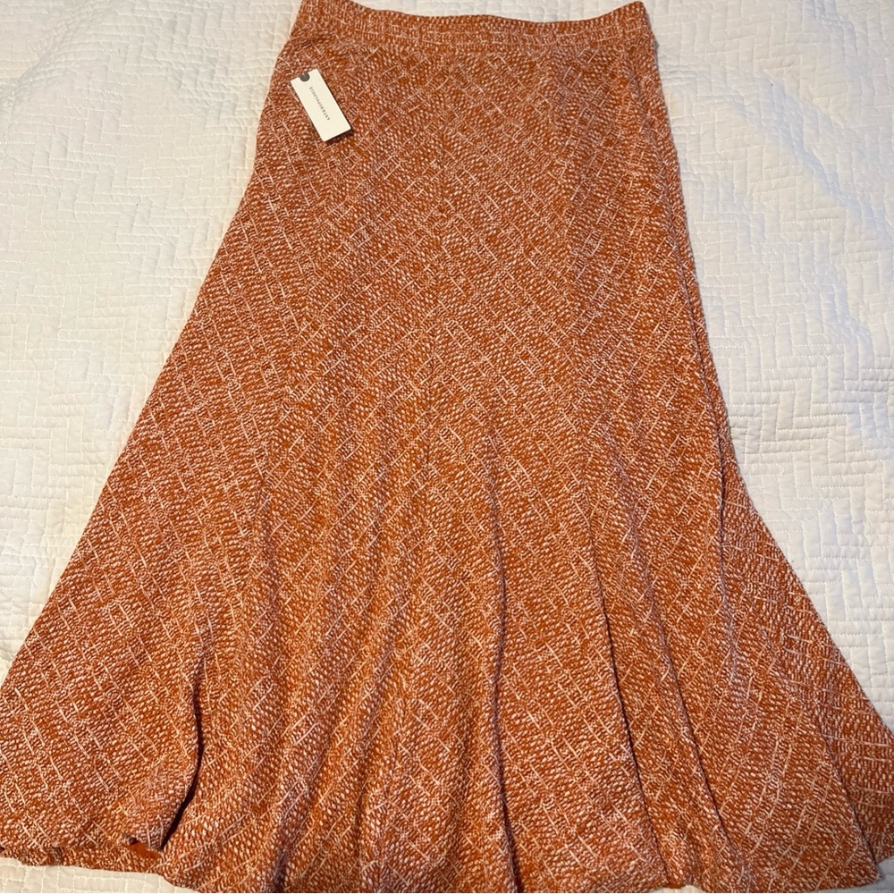 Anthropologie Terracotta Patterned A-Line Skirt